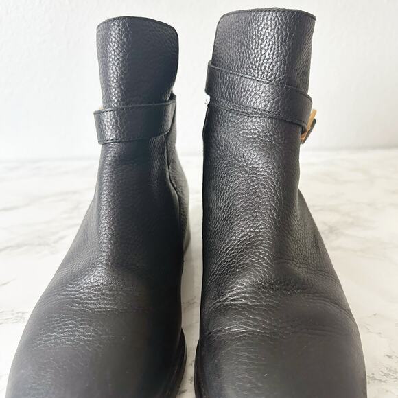 Tory Burch Brooke Perfect Black Refine Pebble Leather Riding Ankle Boot Size 8.5 - Picture 4 of 12